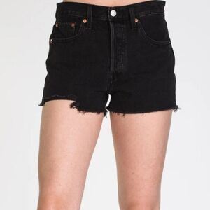 Levi's Women's 501 Original Shorts Black Distressing Button Fly Size 29